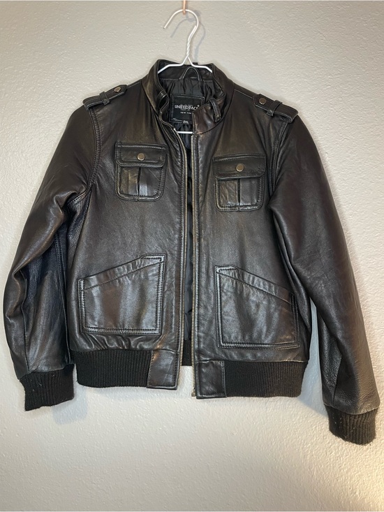 United Face Jackets & Blazers - Women's Black Leather Bomber Jacket